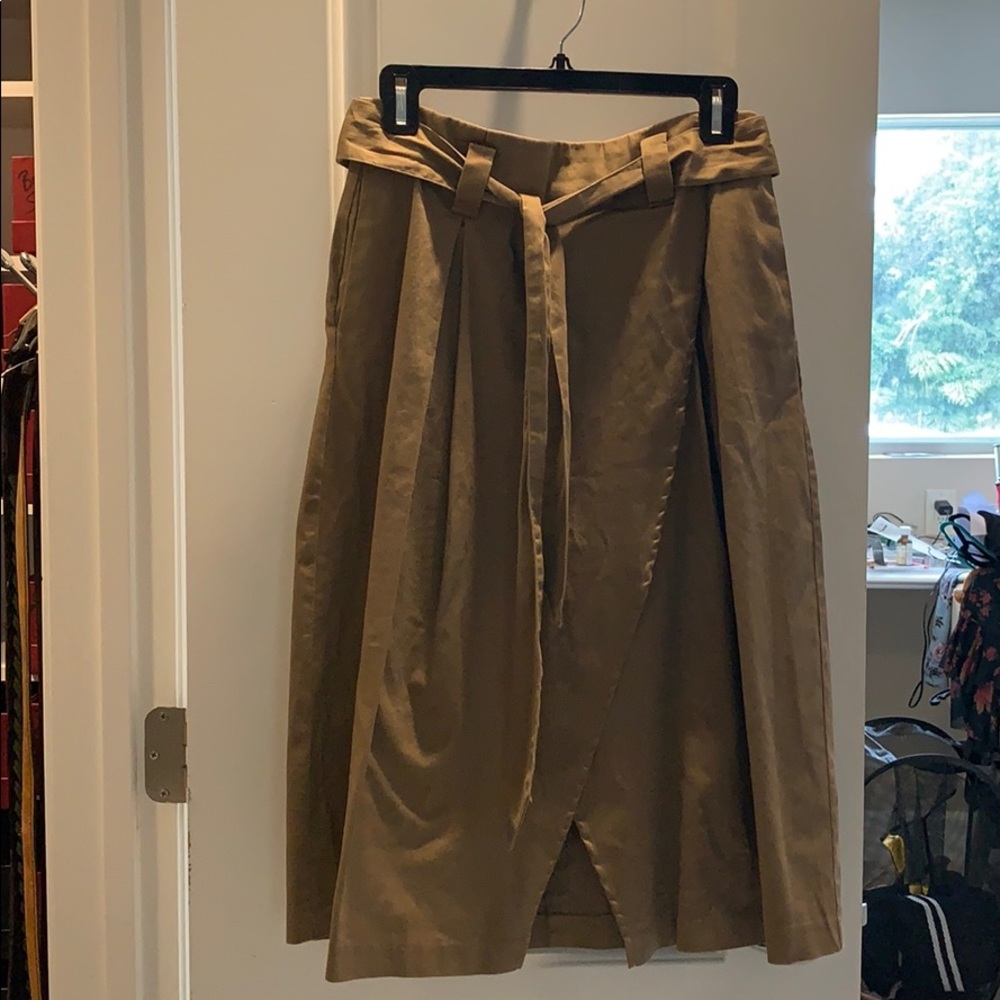 Tan wrap skirt with pockets